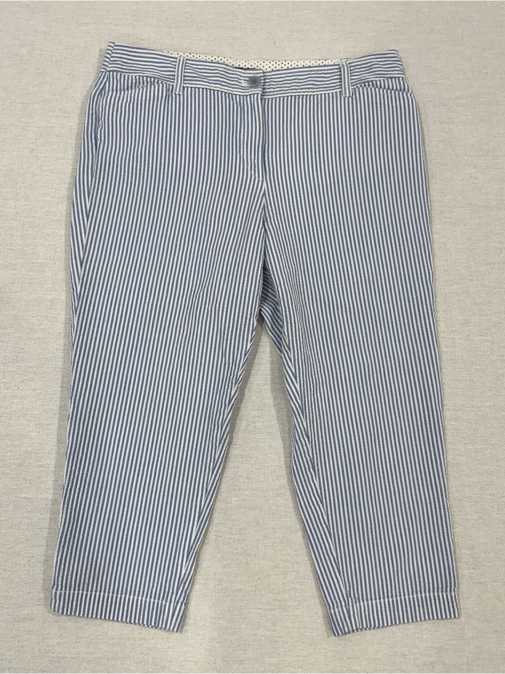 Talbots Perfect Crop Pant Blue and White Striped Capris Womens 14P